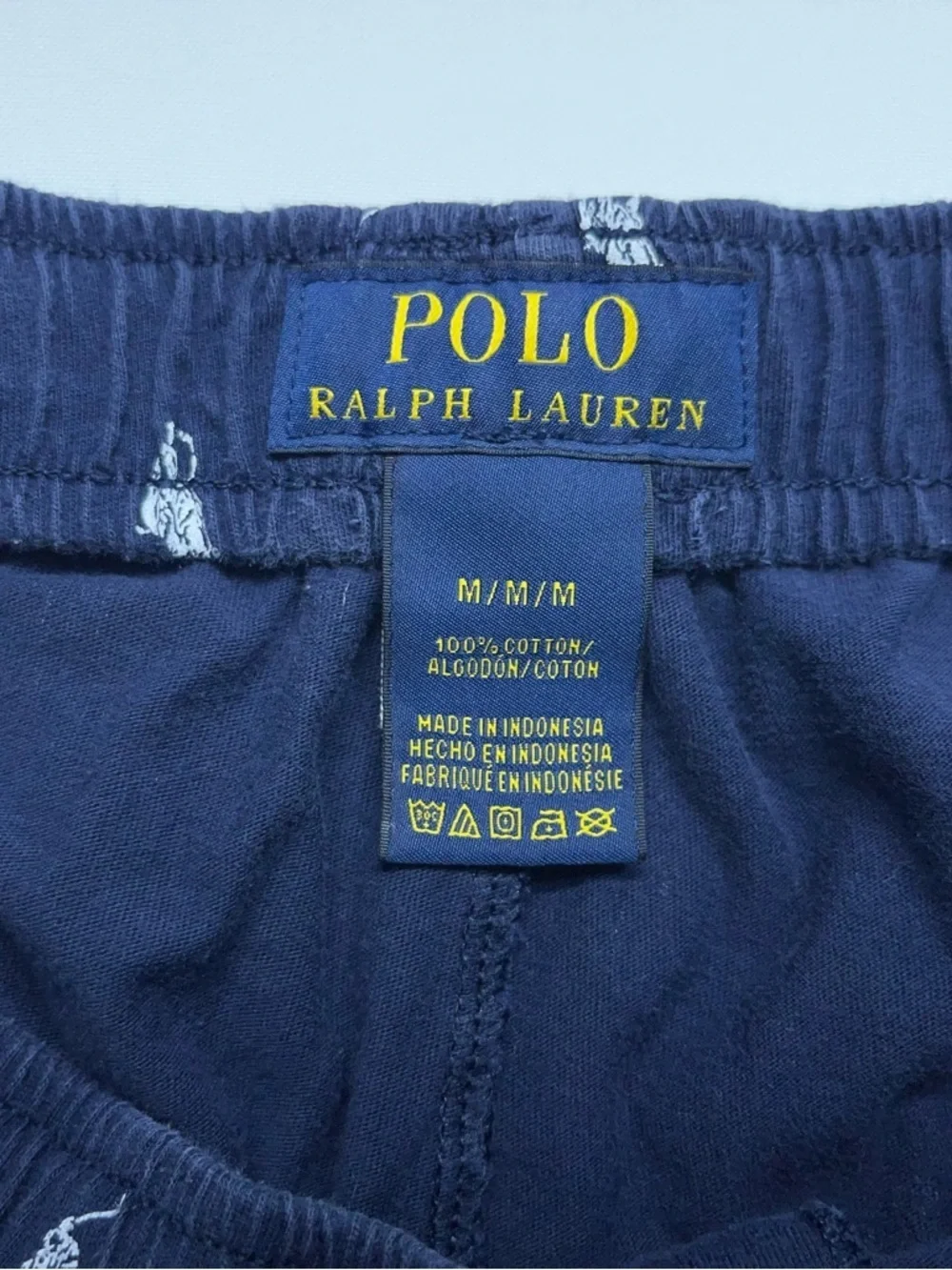 Polo Ralph Lauren Pajama Sleep Pants Mens Size Medium Navy Blue All-over Print